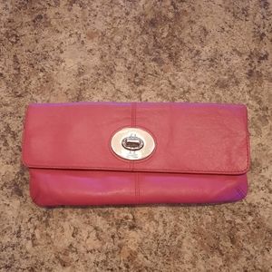 Pink Leather Coach Clutch